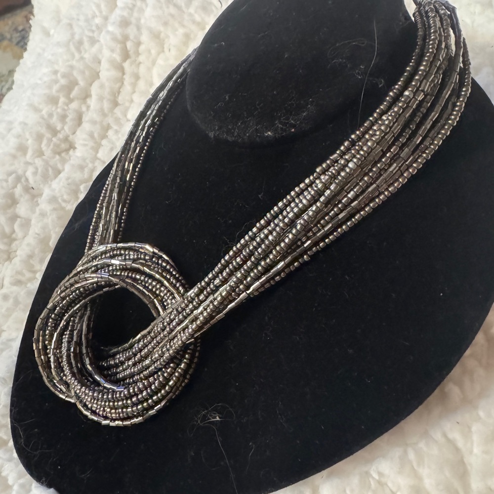 Elegant Silver Beaded Necklace